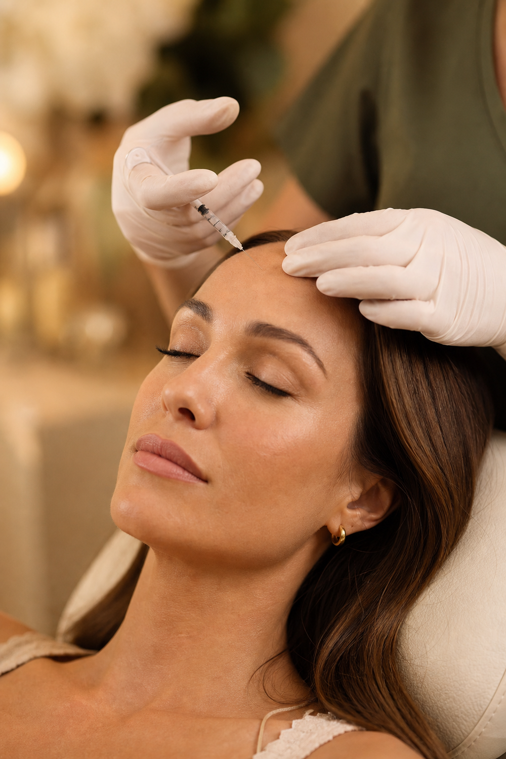 Botox treatment in progress