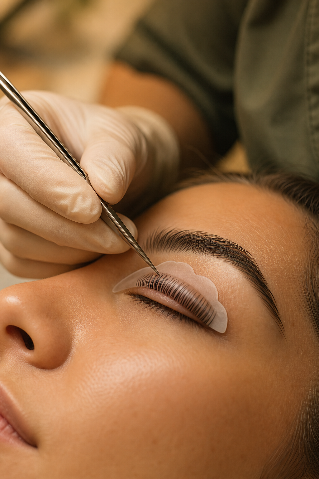 Brow lift treatment in progress