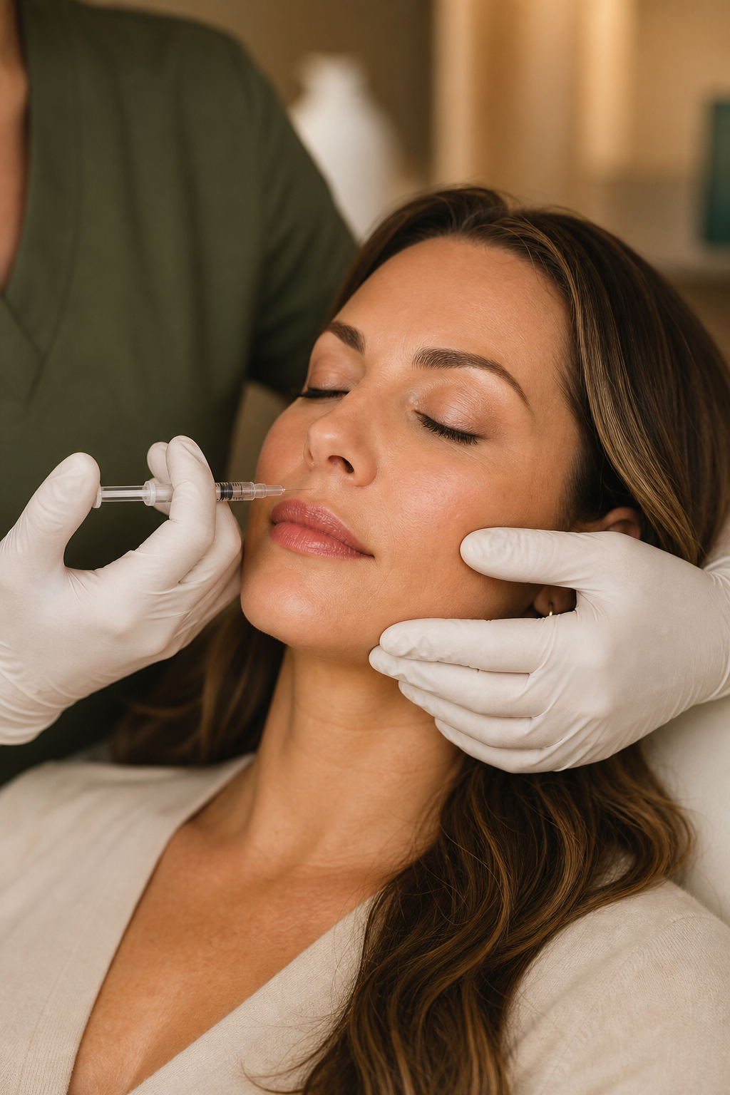 Dermal filler treatment in progress