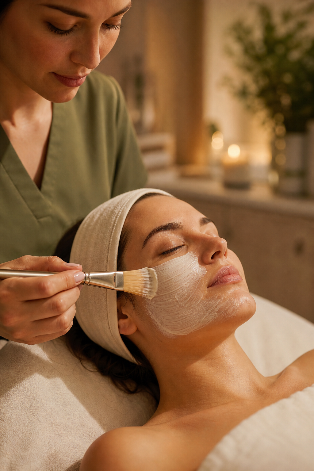 Facial treatment in progress